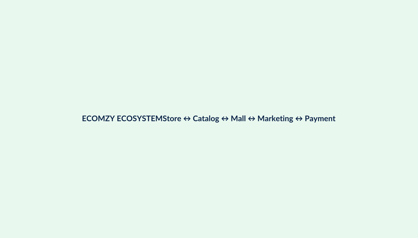 Ecomzy ecosystem connecting store catalog marketplace marketing and payments