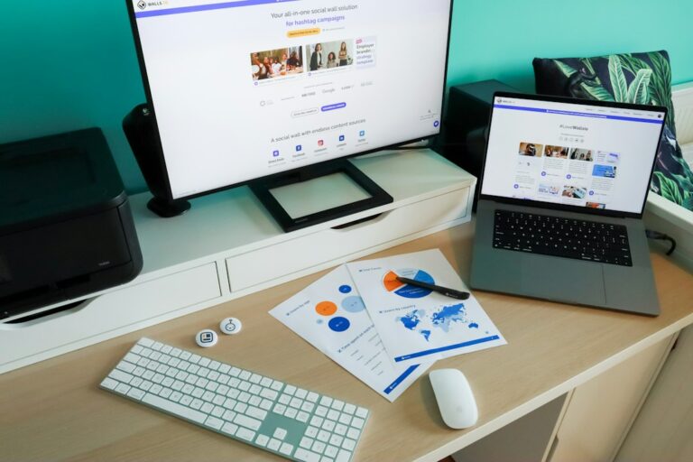 Creator workspace with laptop and marketing analytics for Stan Store without a social audience